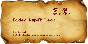 Bider Napóleon névjegykártya